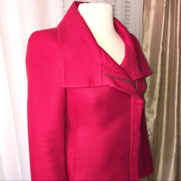 TALBOTS lined moto lined wool cropped jacket Barbiecore pink 2P - Picture 6 of 11